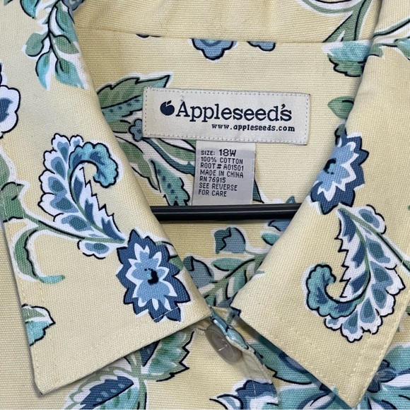 Appleseed’s Women’s Size 18 Jacket Yellow Blue Floral Blazer w/Pockets - Picture 4 of 6